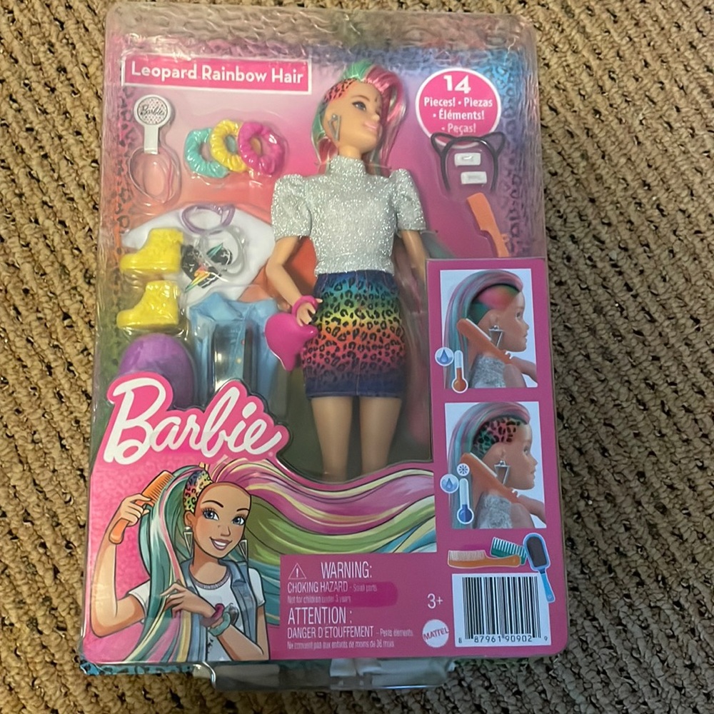 leopard rainbow hair barbie